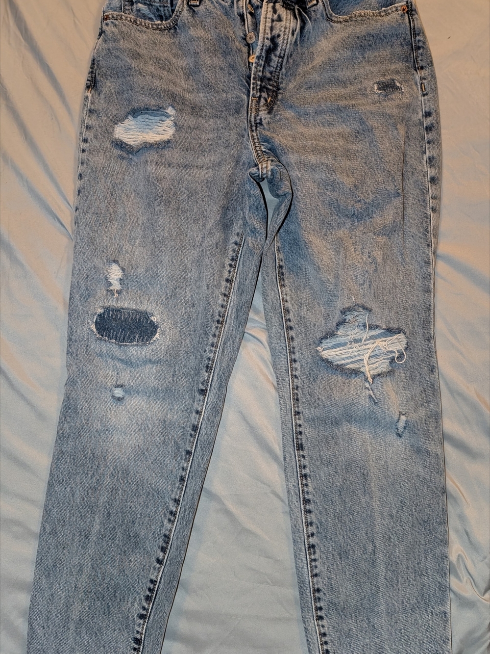 Old Navy High-Rise Light Blue Distressed Jeans